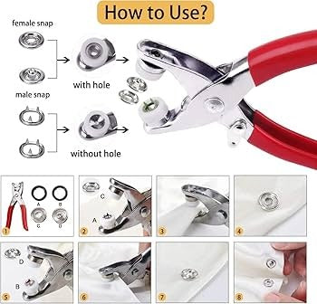 50 Pairs Metal Snap Buttons with Press Plier – 9.5mm Snap Fasteners Kit
