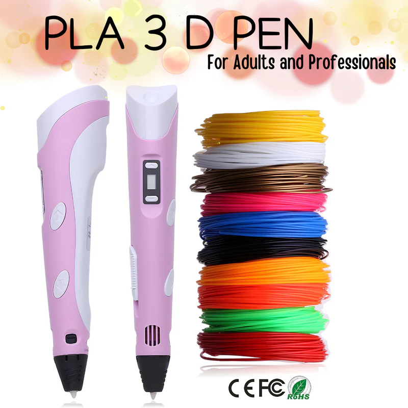 "PLA 3D Printing Pen with LCD Display – Includes Random PLA Filaments for Drawing, DIY Art & Craft,