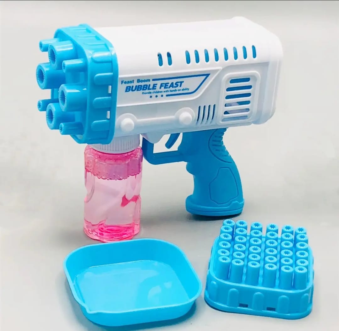 36-Hole Bubble Machine Gun | Bazooka Bubble Blaster Toy for Kids 3+ | Automatic Bubble Maker with Solution – Fun Outdoor Party Toy
