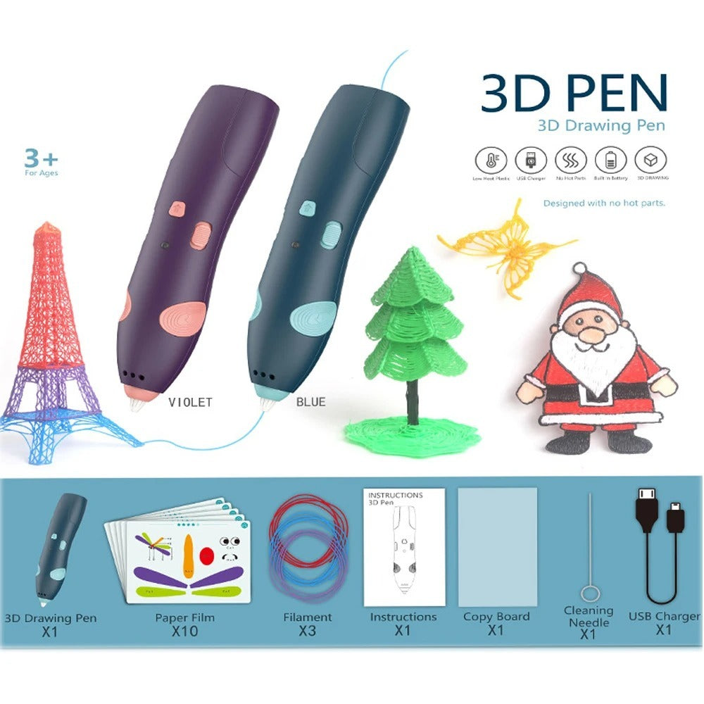 USB 3D Printing Pen for Kids – Safe Filament, Creative Drawing & DIY Arts Toy for Boys & Girls