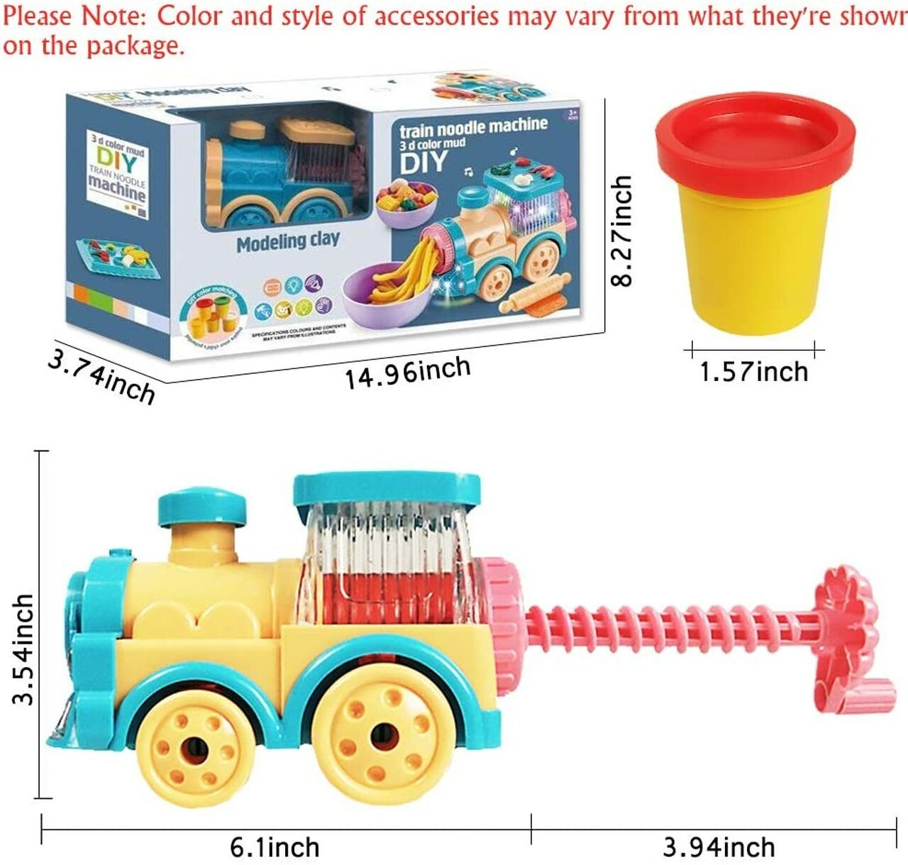 3D Color Mud DIY Train Noodle Machine – Creative Clay Pasta Maker Toy for Kids