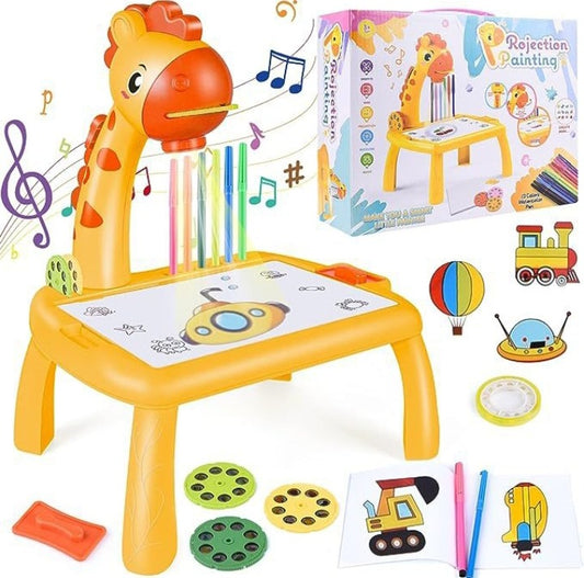 Drawing Projector Table for Kids, Trace and Draw, Drawing Board Giraffe with Light , Child Smart Projector Sketcher Erasable Doodle Board Educational Toys for 3+ Girls Boys Toddlers 6 Marker