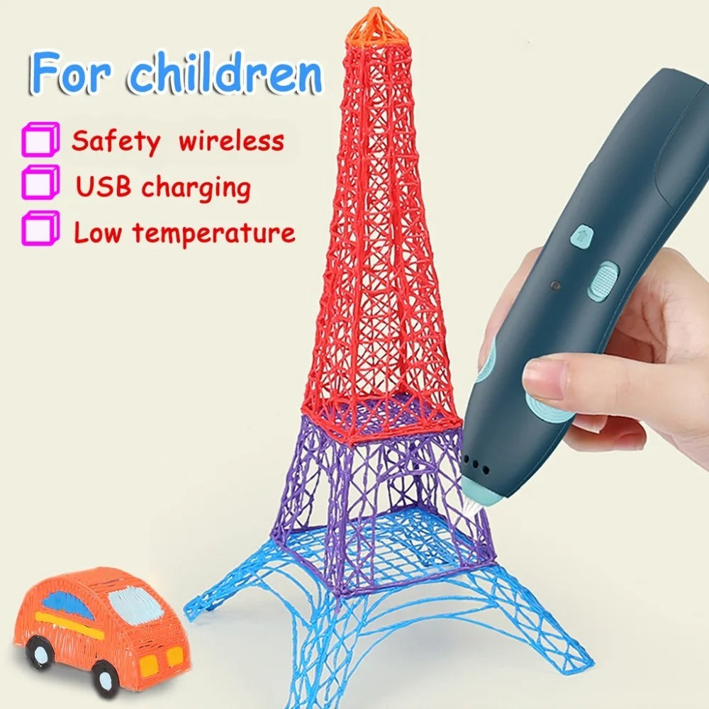 USB 3D Printing Pen for Kids – Safe Filament, Creative Drawing & DIY Arts Toy for Boys & Girls
