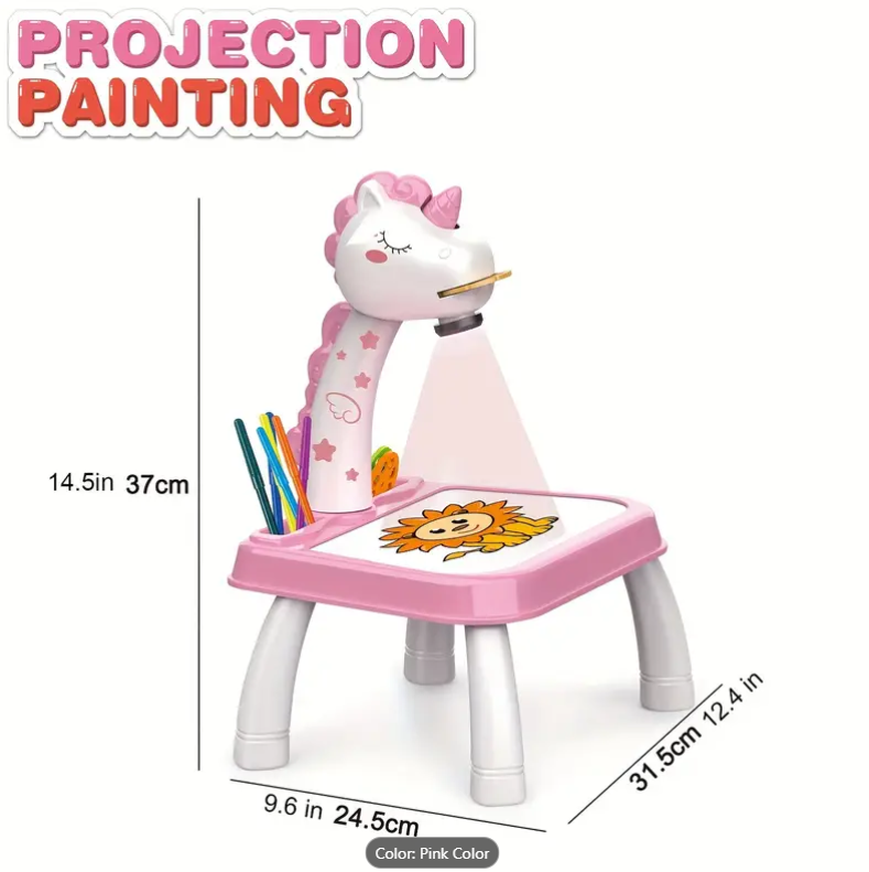 Drawing Projector Table for Kids, Trace and Draw, Drawing Board Giraffe with Light , Child Smart Projector Sketcher Erasable Doodle Board Educational Toys for 3+ Girls Boys Toddlers 6 Marker