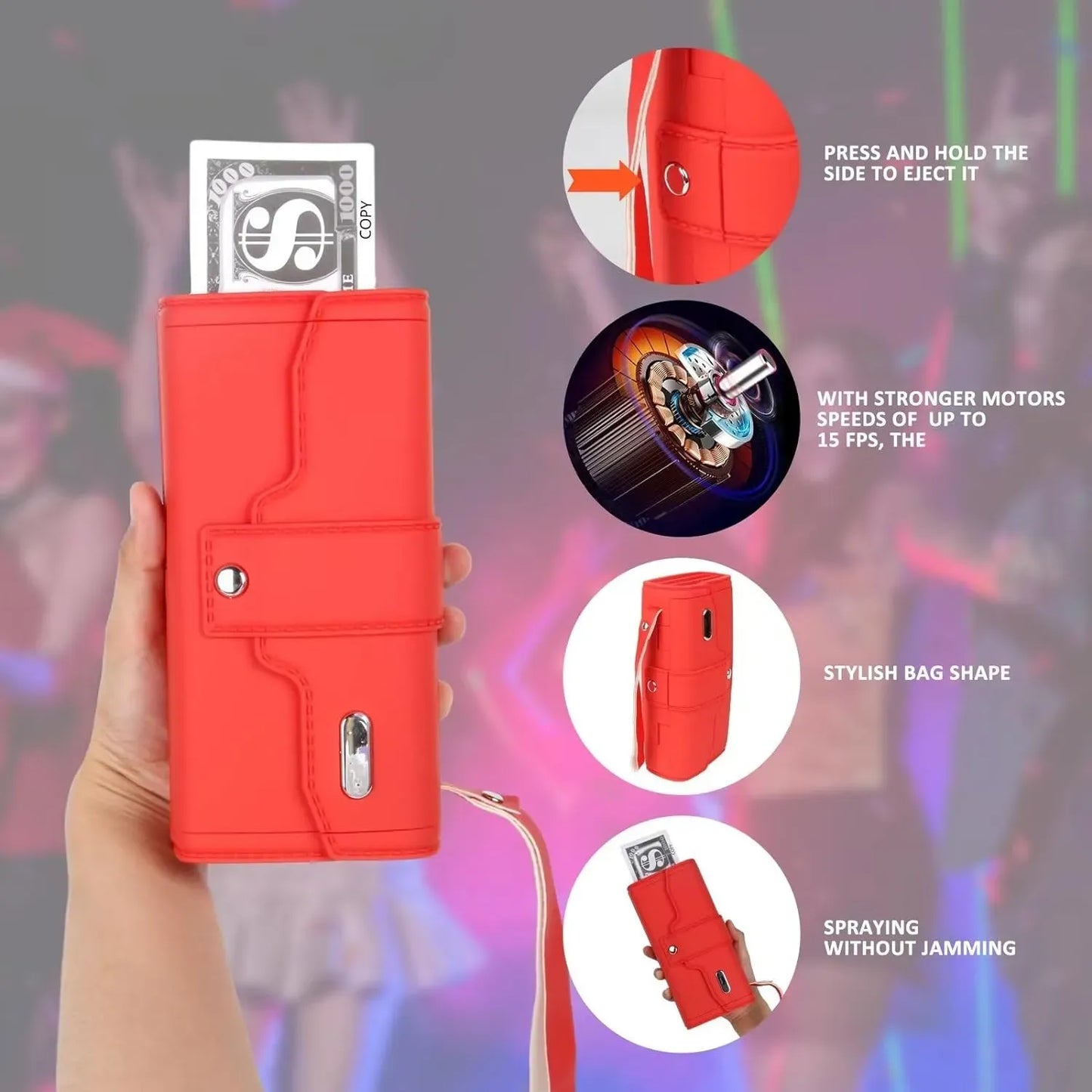 Rain Money Gun Paper Spary Machine Toy Gun Money Gun with 100 Pcs Play Money Cash Gun Party