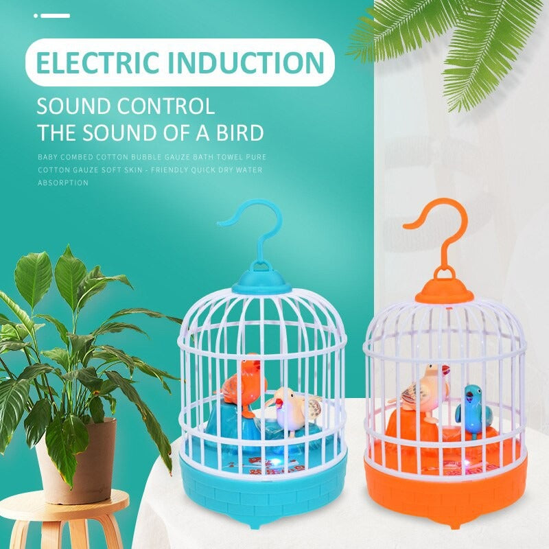 Bird Cage Toy with Realistic Sound & Voice Control – Electronic Interactive Bird Toy for Kids