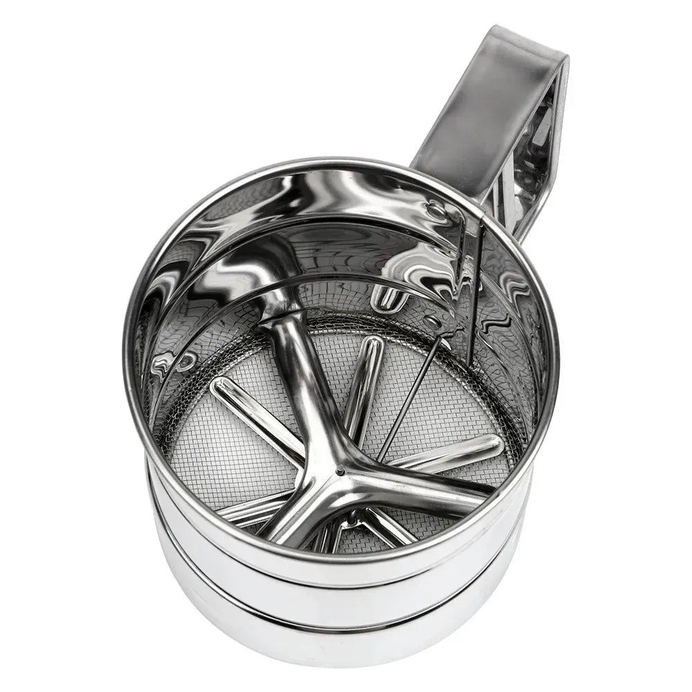 Stainless Steel Flour Sifter with Hand Press – Baking Sieve Cup