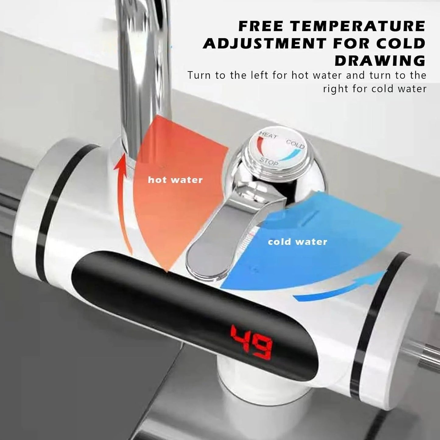 Heating Electric Water Heater Tap with Digital Display – Instant Electric Geyser Water Tap for Kitchen & Bathroom, Fast Hot Water with Shower Head