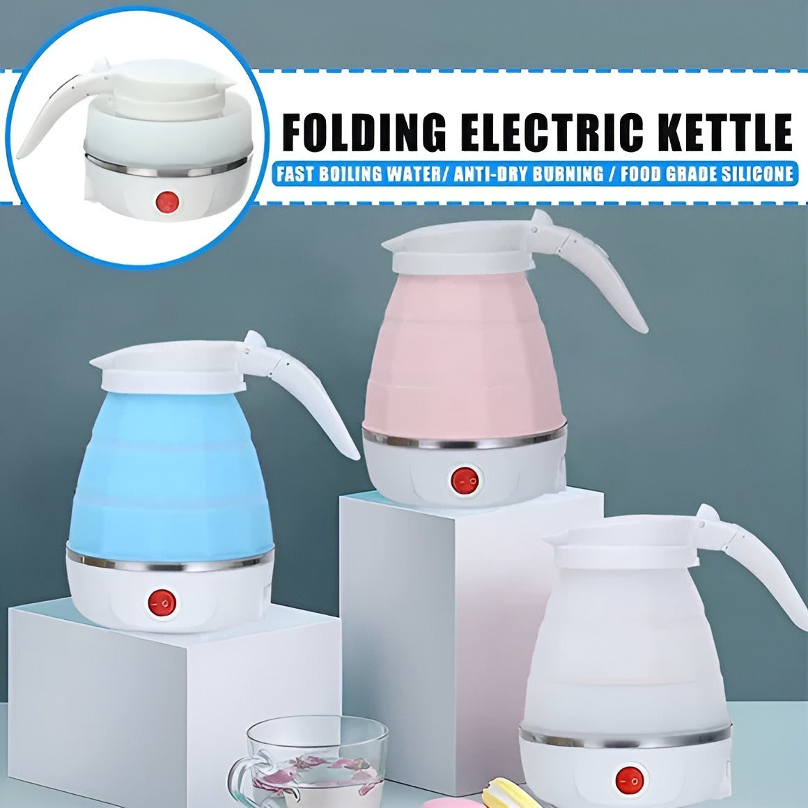 Kettle, Portable Mini Foldable Electric Kettle, Suitable for Home, Travel and Camping.