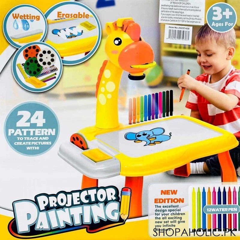Drawing Projector Table for Kids, Trace and Draw, Drawing Board Giraffe with Light , Child Smart Projector Sketcher Erasable Doodle Board Educational Toys for 3+ Girls Boys Toddlers 6 Marker