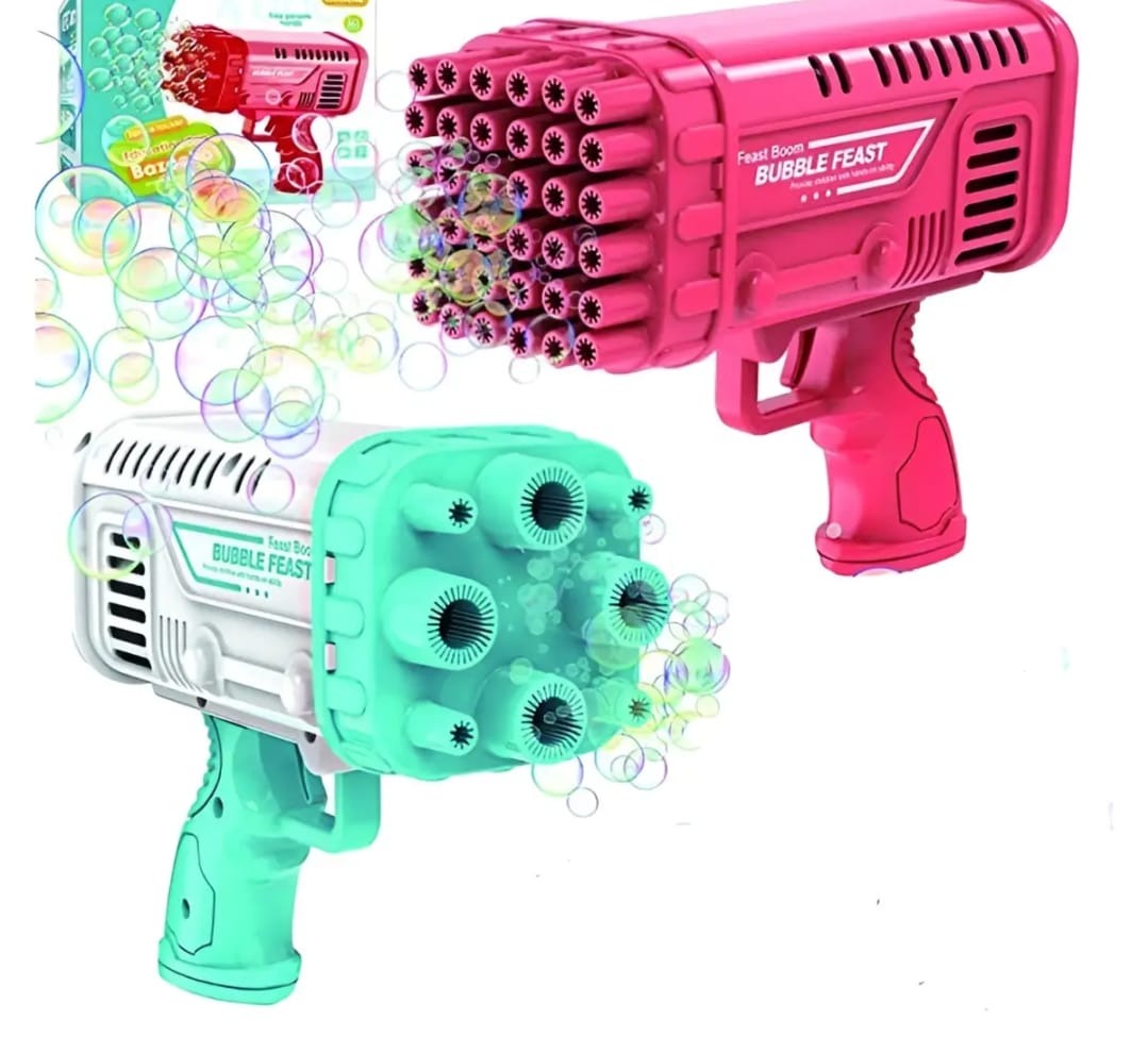 36-Hole Bubble Machine Gun | Bazooka Bubble Blaster Toy for Kids 3+ | Automatic Bubble Maker with Solution – Fun Outdoor Party Toy