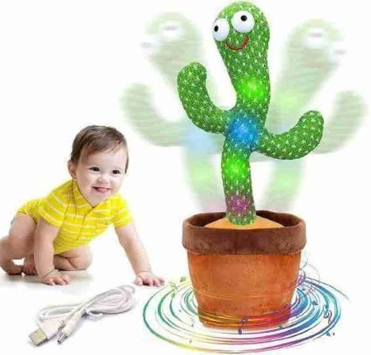 Dancing Cactus Talking Toy Kids Children Plush Electronic Toys Baby Singing Wriggle Voice Recording Repeats What You Say LED Lights Toddler Educational Funny Gift