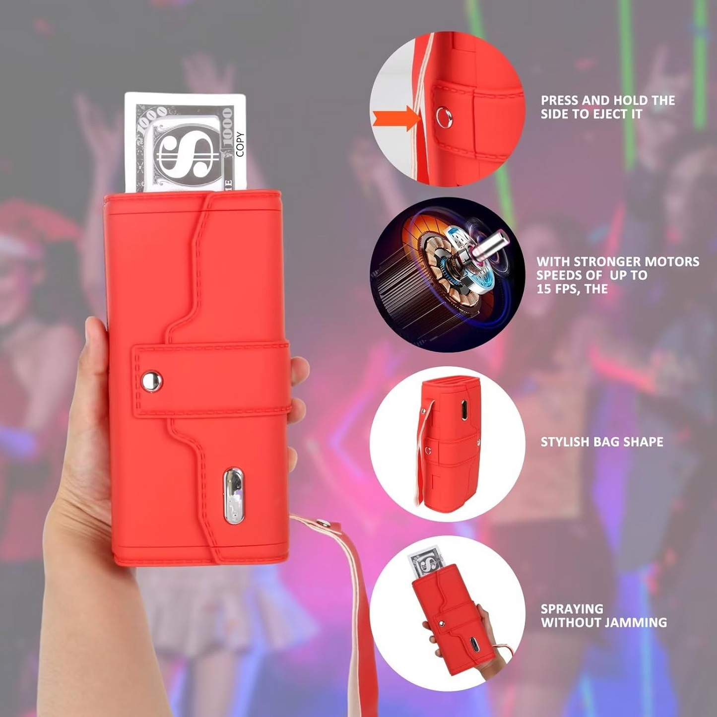 Rain Money Gun Paper Spary Machine Toy Gun Money Gun with 100 Pcs Play Money Cash Gun Party