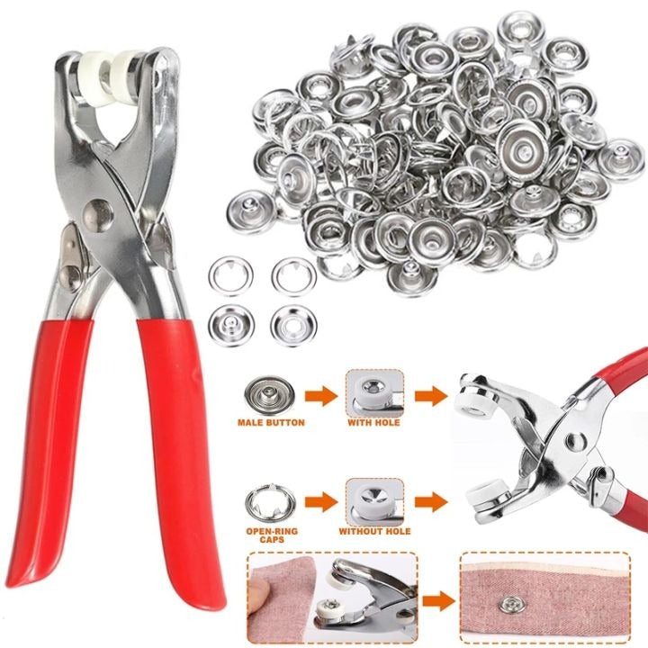 50 Pairs Metal Snap Buttons with Press Plier – 9.5mm Snap Fasteners Kit