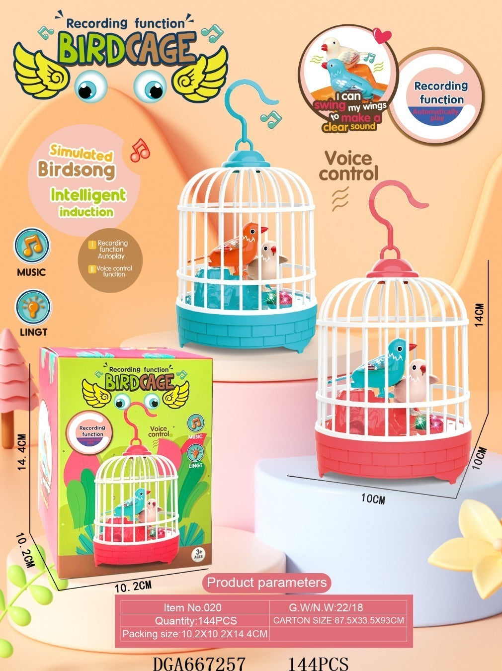 Musical Light Bird Cage Toy with 2 Birds – Beautiful Decorative Toy for Kids | Sound & Light Feature | Fun Gift for Children