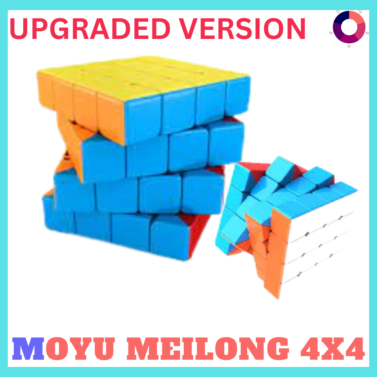 Rubik Cube 4x4 MoYu MEI-LONG, 4x4 Original Rubik Cube Sticker less, Fast Speedy Magic Rubik Cube, Educational Puzzle Toys