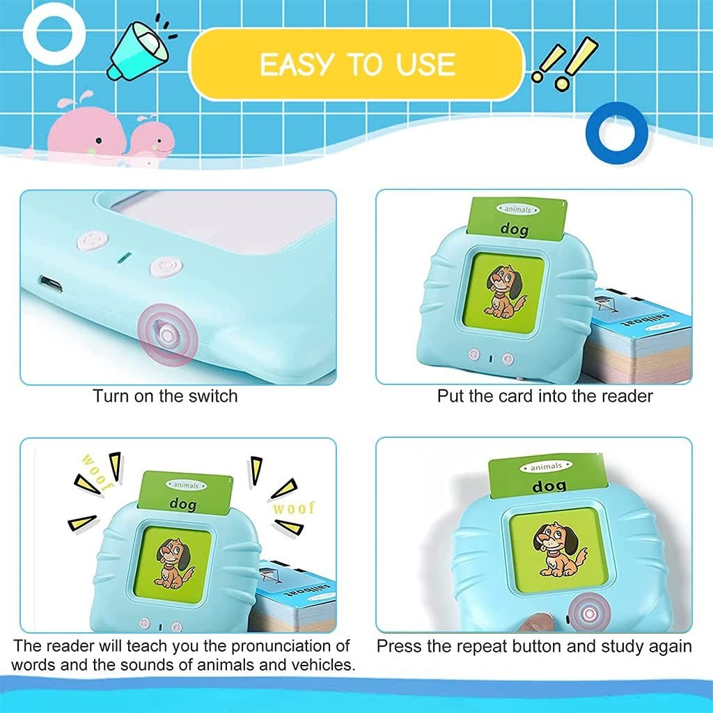 Talking Flash Cards Learning Toys, English Words Learning Card Machinee for Kids,Device with 112 Flash Cards Spelling Game Gifts for Preschool Kids Boys Girls Toddlers Age 2 3 4 5 6 7 8